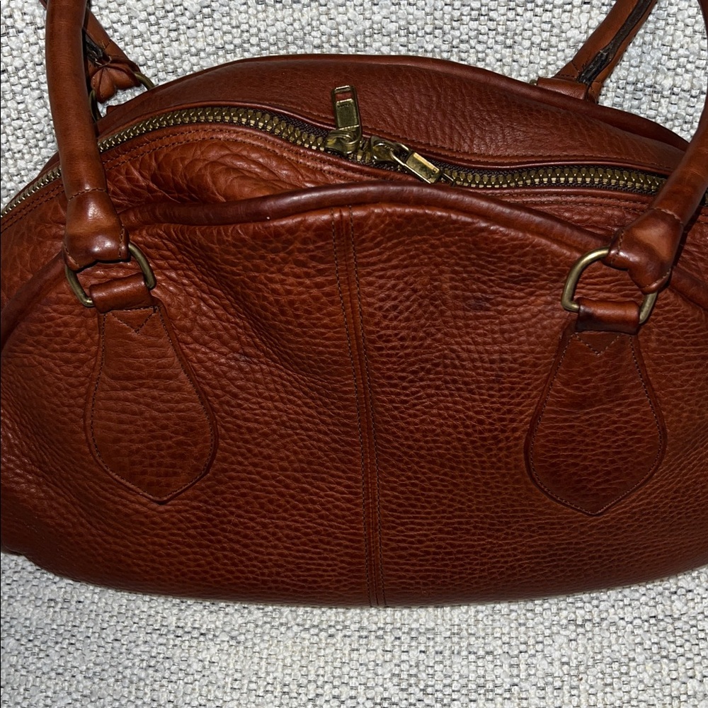 Paublino Delvalle Rich Tobacco Brown Pebbled-Leather Satchel